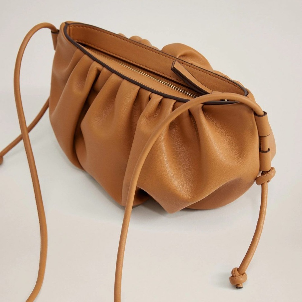Mango tan leather pouch bag